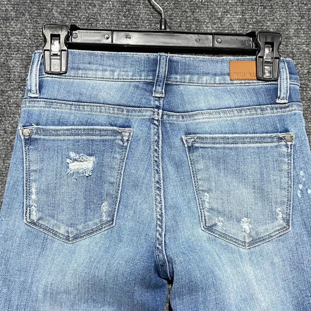 Judy Blue Relaxed Fit Mid Rise Skinny Jeans‎ Distressed Paint Splatter Size 3/26